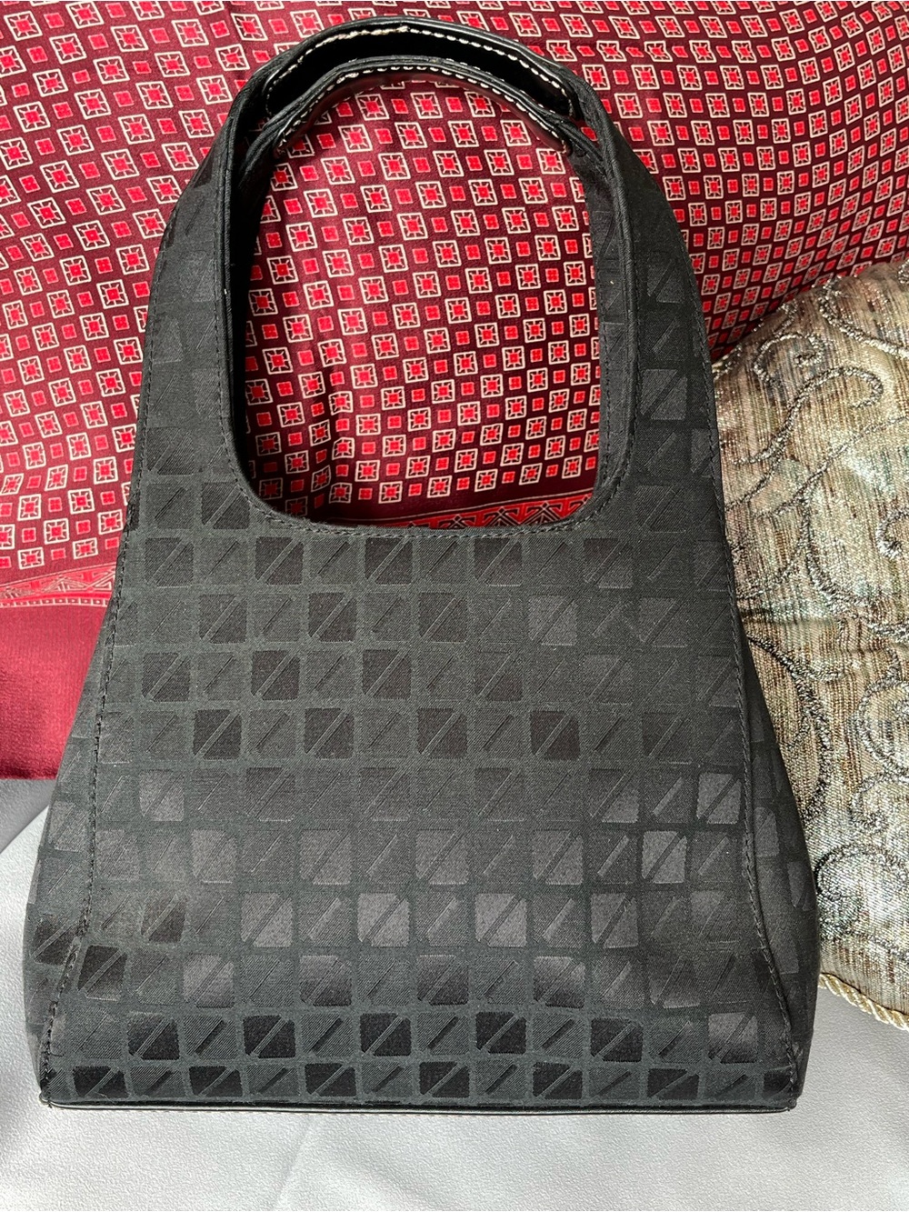 Nine & Co. Black Geometric Jacquard Micro Mini Bag